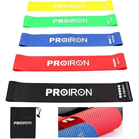 PROIRON Mini Resistance Loop Band, [Set of 5] Skin-Friendly Resistance Fitness Exercise Bands for Anti Slip, Ideal for Home Gym Yoga Training Stretch - Carrying Case and Instructions Included Cover