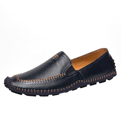 Mocasines Penny para hombre Zapatos de conducción Mocasines Mocasines Clásicos Mocasines Planos Slipper Slip on Soft Comfort Zapatos de barco Zapatos bajos Zapatos de Bussnis Plegable, azul, 41