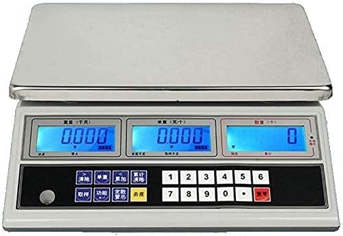 Electronic Scales High-Precision Kitchen Food Stainless Steel Digital Scale Weighing for Factories Retail Outlet Restaurant (Silver 10kg/0.1g) (Silver 15kg/0.5g)