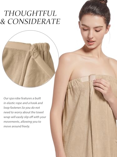 Image of Women'S Soft Wrap Towel Full Length,Bath Robe After Shower Female Plush Long,Spa Bathrobes Lightweight With Pockets