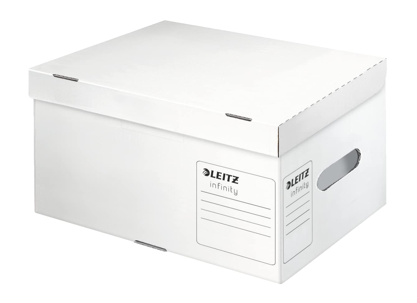Leitz Infinity Archiv-Container, Größe S, Schachtel für A4, Transportbox mit Deckel Oben, Faltbare Kartonverpackung, 100 % säurefreie Wellpappe, 1 Stück, Weiß, 61050000
