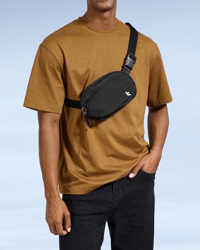 Image of tomtoc Belt Bag with RFID Blocking, Cross Body Fanny Pack for Women Men, Sling Waist Bags with Adjustable Strap for Travel Walk, Black, 8.27 x 5.51 x 1.97 inches (1.5L)