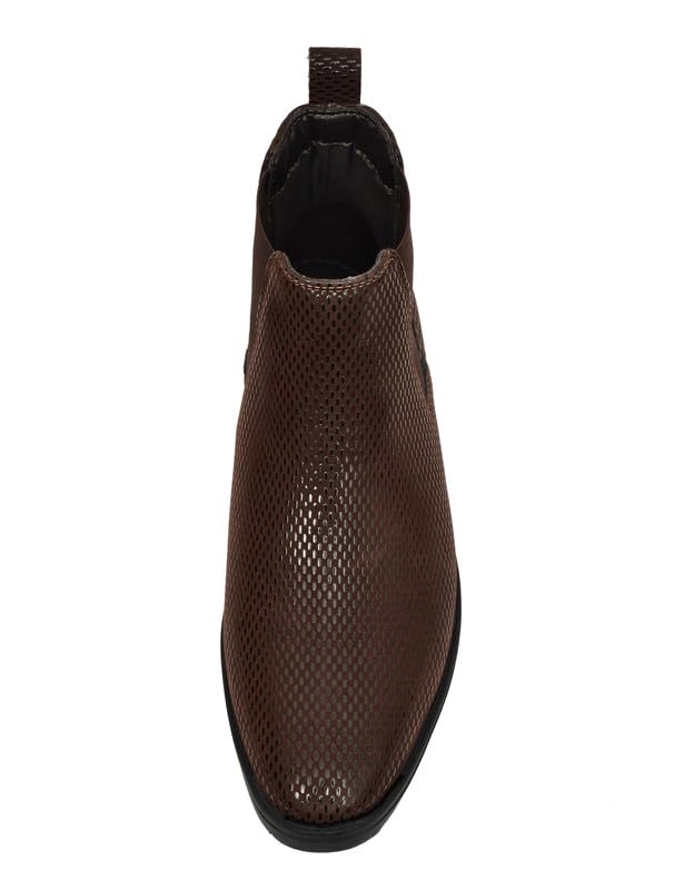Image of TANN & TRAIL Men Premium Synthetic Chelsea Boots Elegant, Pointed Toe, Textured Finish, Cushioned Comfort, Versatile Formal & Casual Footwear