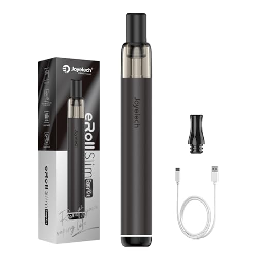 JOYETECH eRoll Slim easy Kit Cigarette Électronique 480 mAh Vape Rechargeable Starter Kit sans Nicotine sans Tobac Noir