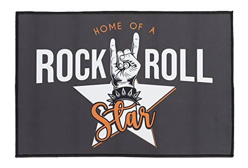 joycraft Tapis de Porte DMR-4060 Rockstar - Tapis d'entrée antidérapant Vintage Home of a Rock 'n' Rollstar - Tapis rétro Rockeur Cool - 40 x 60 cm - Tapis...