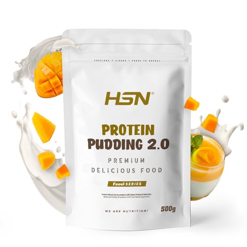 HSN Pudding Proteico 2.0 | Crema de Mango 500g | Pudín Alto en Proteínas Sin Gluten y Vegetariano | Ideal Postre o Merienda Bajo en Calorías Sin Azúcares Añadidos | No Incluye Dosificador