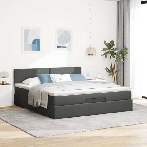 Willood Boxspringbett mit Matratze & LEDs Dunkelgrau 180x200 cm Stoff Schlichtes Design