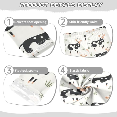 Funny Black White Cow Girls Casual Leggings for Kids Printed Long Pant Bottoms Stretch and Soft3