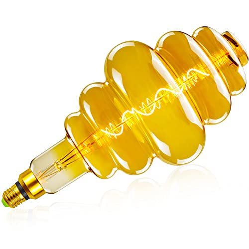YANUODA Bombilla Led Vintage Bombilla gigante 2000 Kelvin Super Warmth Glow Bombilla decorativa 220-240V E27 regulable (Beehive 4W) Cover