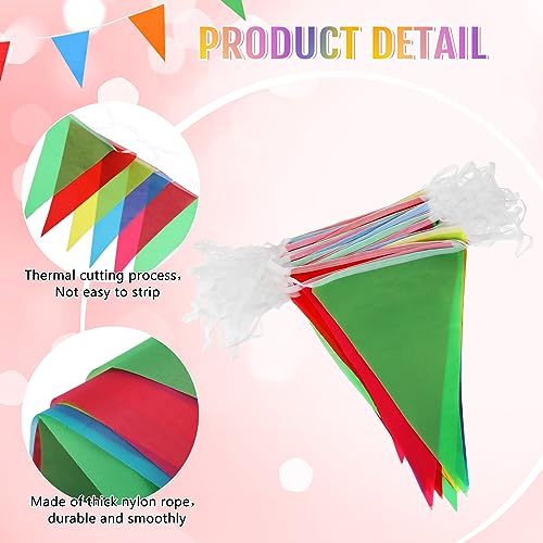 Image of Preboun 400 ft Solid Pennant Banner Flags 240 Pcs String Hanging DIY Triangle Bunting Bulk Garland for Grand Opening Carnival Birthday Party Decoration Outdoor(Multicolor)