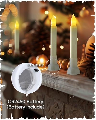 Image of Amagic Batteries Included Floating Candles with Wand Remote, 12pcs Flickering Warm Light Flameless Taper Candles, Magic Hanging Candles with Base for Birthday Party, Halloween Decorations