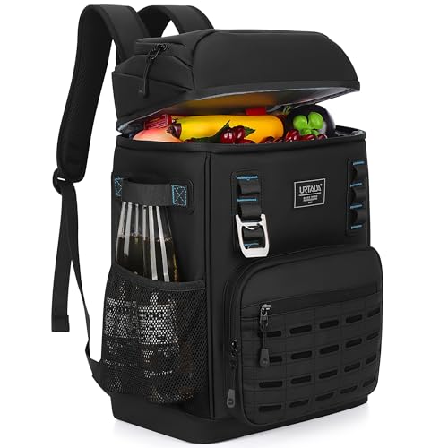 Cooler Backpack 2 Insulated Compartments Leak Proof Beach Coolers Back Pack Waterproof Cooler Bag for Hiking, BBQ Camping, Picnic, Fishing (25L, 36 Cans, Black)