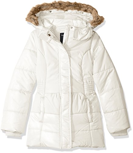 Nautica Girls' Heavy Weight Shine Jacket With Faux Fur Trim