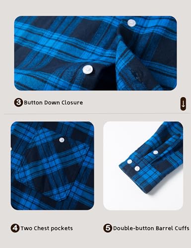 Image of MAGCOMSEN Men's Plaid Hooded Jacket Flannel Shirts Long Sleeve 4 Pockets Casual Button Down Shirts