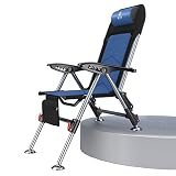 MIWOOYY Silla Pesca Sillas de Pesca Plegables Azules para Adultos de Servicio Pesado, con Respaldo y Pies Ajustables, Silla de Camping de Picnic Compacta Al Aire Libre con Bolsa de Almacenamiento