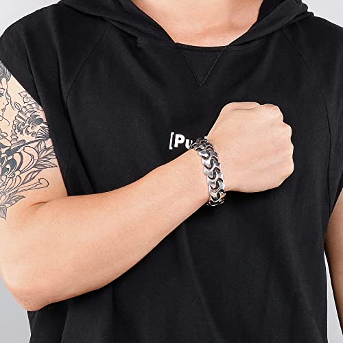 Wrist Armor Style Chain Men Bracelet Stainless Steel Punk Jewelry Silver Black Gold Cool Gifts for Mens 8.26in/8.66in/9.05in/9.44in3