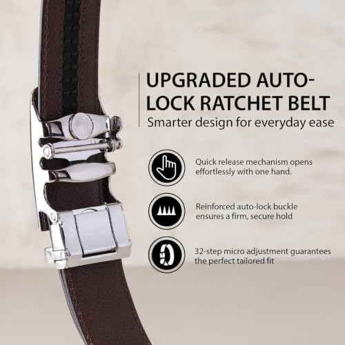 Image of HAYES LONDON Leather Ratchet Belt for Men | Adjustable No-Holes | Customizable Fit, Stylish & Effortless Buckle | Formal & Casual Wear Belts