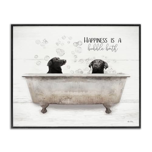 Image of Bubble Bath Dogs Bathroom Humor, 16 x 20 Inch Framed Giclee Print | Stupell Industries . By Lori Deiter . Ready to hang . Great for bathroom decor . Made in USA