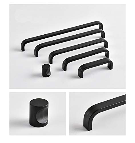 ANSIEDIO 2pcs Black Handles Knobs Round Cabinet Knobs Aluminum Drawer Knobs Single Hole Furniture Door Knobs - Image 2