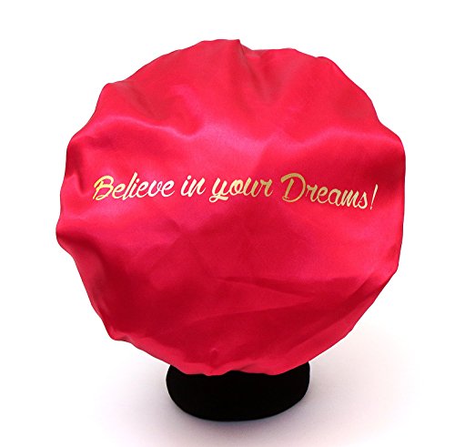 New Dilly's Collections Luxury MICROFIBER Shower Caps - Comfortable Adult Size- Ultra Hair Protection - Premium MICROFIBER Toweling- Seals Out The Moisture In Shower Time - Believe In Your Dreams