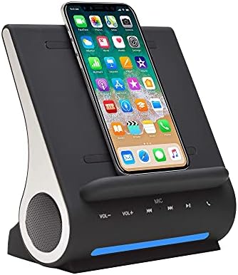 Azpen Dockall D100 - Qi Wireless Charger, Bluetooth Premium Speakers, Docking Station with Built in Mic Handsfree call, 3 in 1 Station for iPhone and Samsung phone