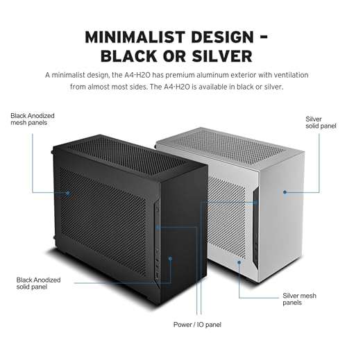 Image of Lian Li A4-H2OX5 Mini-ITX PC Case, Triple-Slot Mount GPU, Aluminum Exterior & SPCC Steel Interior, 240mm AIO, SFX Sandwich Layout, PCIe 5.0, Supports SFX /SFX-L PSU - A4H2OX5 Black