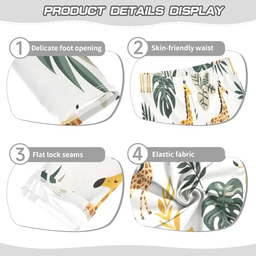 Bolaz Toddler Girls Leggings Printed Yoga Pants Leggings Giraffes and Leaves for Kids3