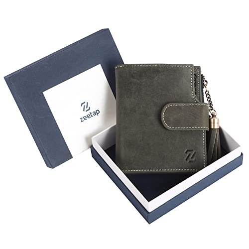 Image of Zeetap Wallets for Women - Genuine Leather Ladies Wallet - RFID Protected Ladies Wallet Slim Zipper Purse /Card Holder Organizer for Women (Olive Green)