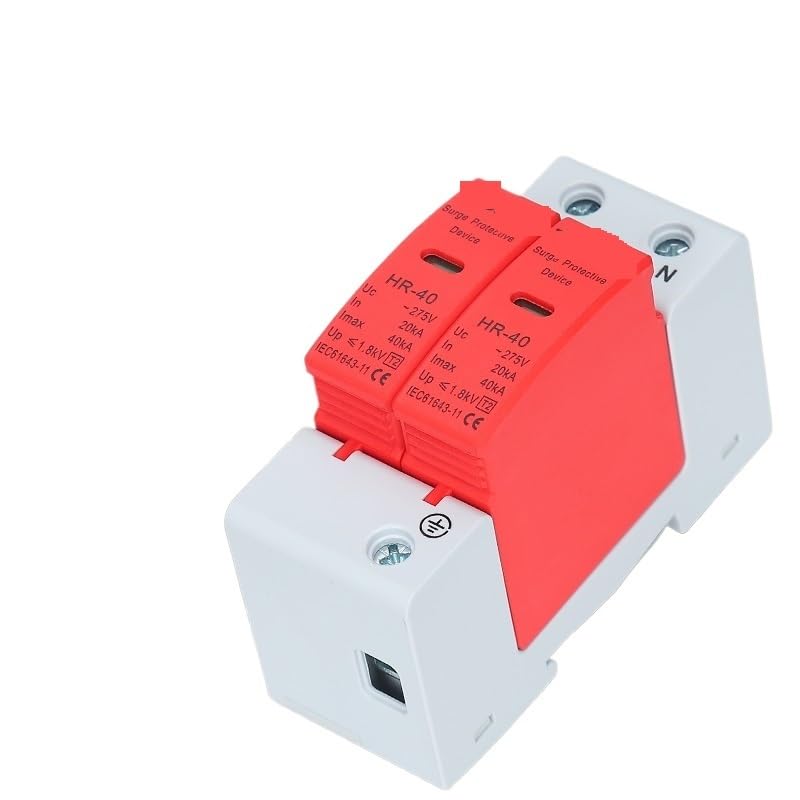 AC 385V SPD Lightning Surge Protector 1P 2P 3P 4P Solar PV Low-Voltage Arrester Device with Options for 20KA-60KA Protecti(1P,AC385V20-40KA)
