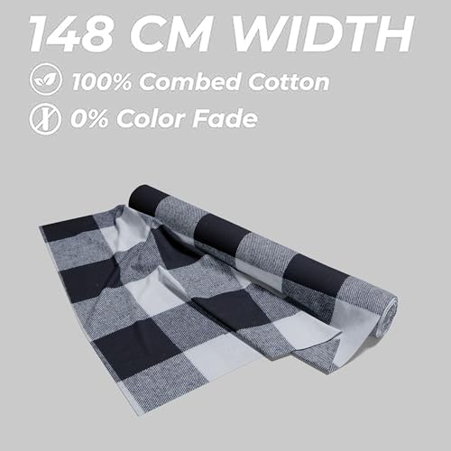 Image of BIGREAMS Premium 100% Cotton Checkered Unstitched Shirt Fabric For Men's - 0% Color Fade, Summer Shirt Piece, Breathable Fabric, 150 CM WIDE