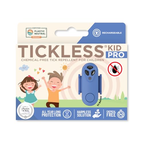 Tickless Kid Pro - Repellente per zecche ad ultrasuoni ricaricabile per bambini, colore: blu greco