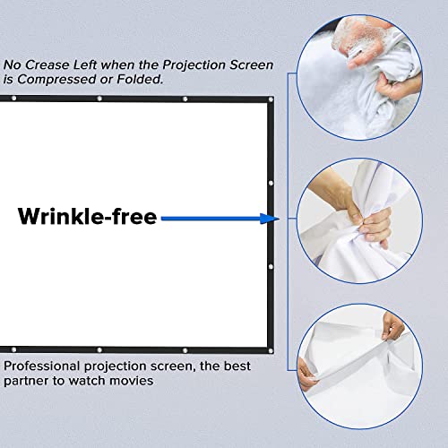 Projector Screen, 120-Inch Century-Star Movie Screen Outdoor & Indoor Wrinkle-Free Nylon Fabric Video Projection Screen (3D 4K Hd 16: 9 Front & Rear Projection) Foldable & Portable With Carry Bag #TOP3