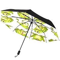 GISPOG Automatic Folding Umbrella, Frogs Waterproof Compact Sun and Rain Travel Umbrellas