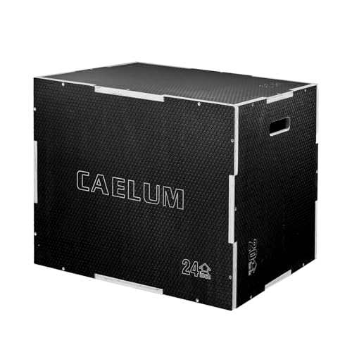 CAELUM 3-in-1 Wooden Plyo Box – 400lbs Heavy-Duty Jump Box for Home & Gym, Non-Slip Plyometric Box for Step-Ups, Squats & Strength Training