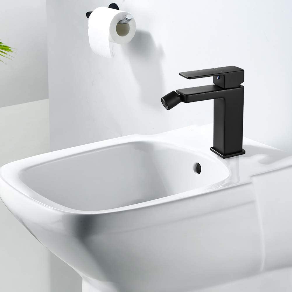 Rubinetto Bidet Nero Monocomando in Ottone con Bocca Girevole Staccabile G3/8