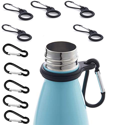 5Pcs Portable Carabiner Clip Water Bottle Holder Hook Key Ring Silicone Carrier