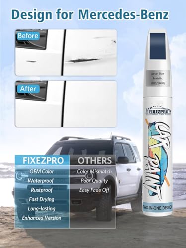 Image of 890 /5890 Lunar Blue Metallic Car Touch Up Paint for Mercedes-Benz, Color Match Auto Paint Repair Pen, Professional Car Scratch Repair Remover Pen Automotive Quick & Easy to Use