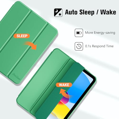 ProCase for iPad (A16) 11th Generation 11 Inch 2025/ iPad 10th Generation 10.9 Inch 2022 Case with Pencil Holder, Hybrid Cover with Soft TPU Back, Supports Touch ID, Auto Wake/Sleep -LightGreen by ProCase - Image 4
