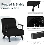 COSTWAY Folding Sofa Bed, 4-in-1 Convertible Single Sofa Chair Bed with 6-Position Adjustable Backrest and Pillow, Padded Seat Lounge Couch Guest Sleeper Recliner Armchair for Living Room (Black) - Image 7