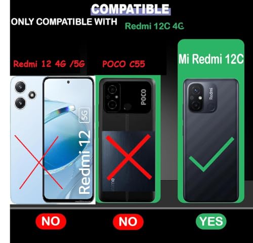 Image of Bintage Mac Safe Design Hard Slim Back Case | Soft Border Camera Protect | Dual PU Leather Finish Back Cover Compatible for MI Redmi 12C 4G - White & Black