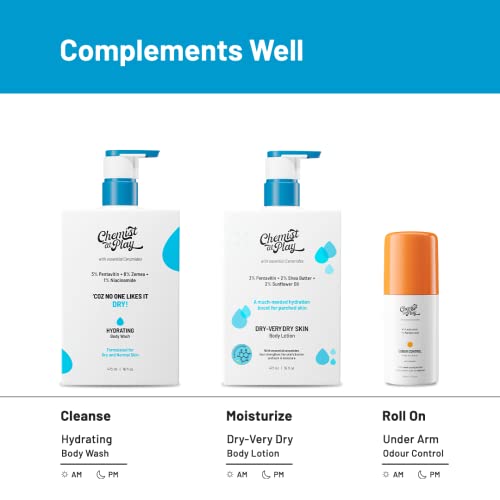 Image of Chemist at Play Hydrating Body Wash For Dry, Flaky, Stretchy and Normal skin, with Ceramides and Niacinamide, For Intense Hydration, Freshness and Deep Cleansing, Suitable for Men and Women, 473 ml