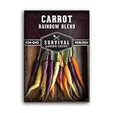 Rainbow Carrot Seeds for Planting – Colorful Heirloom Blend Including Purple, Yellow & Orange Carrots – High-Yield Non-GMO, Open-Pollinated Garden Vegetable – Survival Garden Seeds (1 Pack)