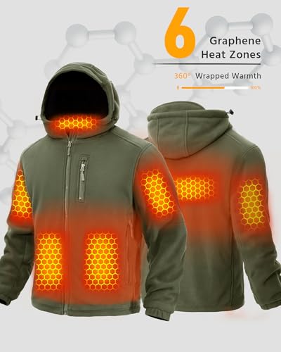 Image of Wulcea Graphene Heated Fleece Jacket for Men 12V Fast Charge 18400mAh Large Capacity