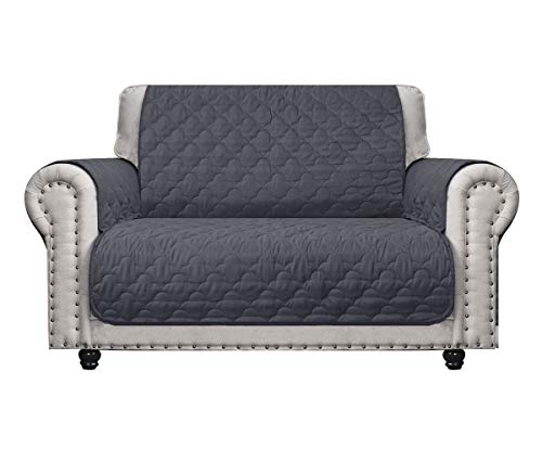 Chhkon Sofa Cover 100% Waterproof Anti-Slip Quilted Furniture Protector Sofa Slipcover For Children, Pets For Leather Couch (Dark Grey, 46'') #TOP11