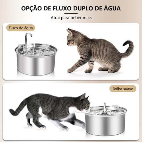 Wulnar Bebedouro para Gatos, Fonte de Água para Gato, 3.2L Filtro Silenciosa Inox