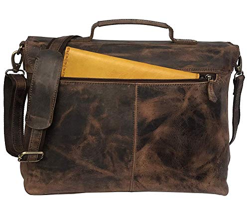 Bolso Maletín Retro de Cuero Buffalo 18 pulgadas Marrón miniatura 4