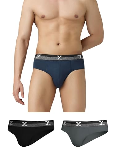 Image of XYXX Men's Aero 100% Super Combed Cotton Regular Fit Solid Anti Bacterial Briefs with No Marks Waistband (Pack of 3)