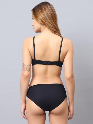Image of Cotton Blend Light Padded Non Wired Full Coverage Bra and Panty Set Lingerie Set for Girls and Women