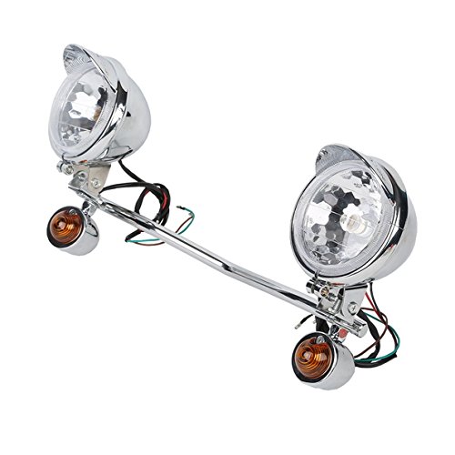 TCMT Driving Passing Chrome Spotlight Bar & Turn Signals Fits For Honda Shadow V-Star Vulcan Aero Spirit Kawasaki Vulcan 1500