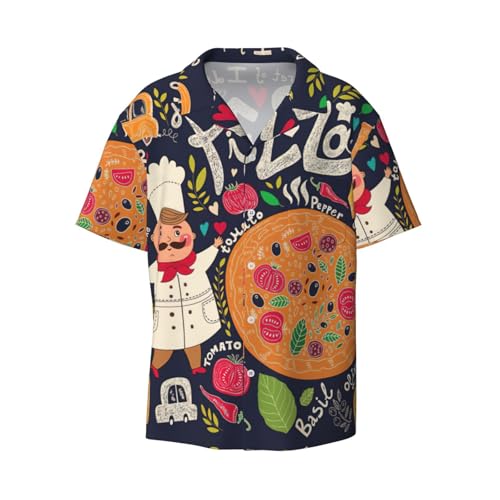 Chemise courte homme pizza idéale pour vos barbecues et soirées d'été décontractées